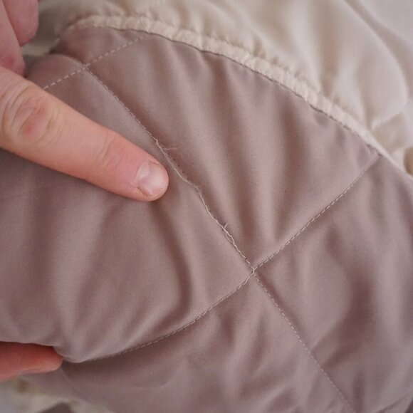 80s Cooperstown Atlanta Braves Cream Quilted Button Up Varsity Bomber Jacket XL - Picture 15 of 16